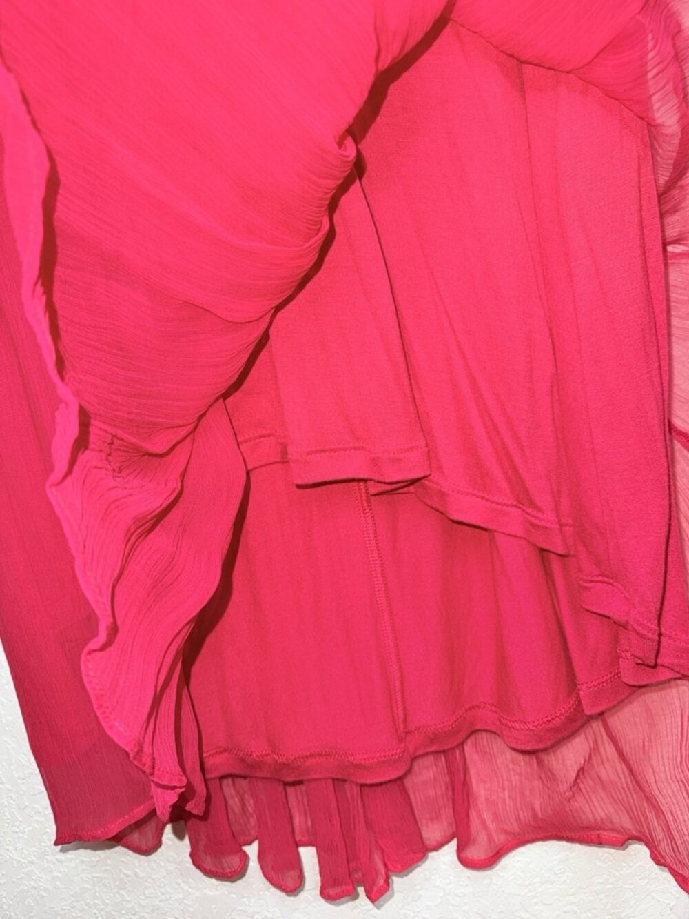 Soft Surroundings Charmonte High-Low Maxi Dress Red Chiffon Date Night 10P X - Picture 9 of 13